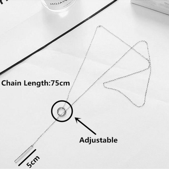 GEO Adjustable Silver Bar Necklace - Picture 4 of 4